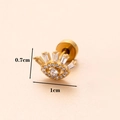 Orecchino a perno 16G in acciaio dorato con design a occhio in zirconi cubici - Oro 8# (Occhio)