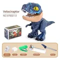 Donkerblauwe 5-in-1 dinosaurus briefpapier set met nietmachine en liniaal voor kids - Indoraptor-stijl Briefpapier / Blauw (Indoraptor-stijl)