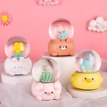Cute cartoon animal crystal ball ornaments featuring rabbit and bear designs with soft lighting - 2323# (lights + Snowflakes)