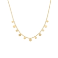 Collana minimalista in titanio dorato con undici pendenti a paillettes circolari - N303261-Collana con Dischetti Multipli d'Oro
