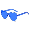 Translucent heart-shaped rimless sunglasses in a vibrant blue jelly color finish - Dark Blue