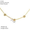 Detail view of 18K gold plated stainless steel necklace with three pavé crystal hexagons - Hexagon Style (S-N336)