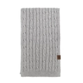 Winter cable knit scarf for men and women in medium grey with a leather patch logo - Light Grey Scarf Only