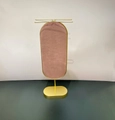 Pink velvet jewelry stand with gold metal frame for necklaces and bracelets - Long Bar Necklace Stand