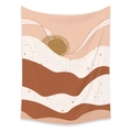 Close-up of bohemian wall tapestry with abstract mountain landscape and sun design - Zj521-19 / 73X95CM (Brushed Fabric)