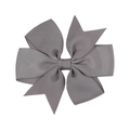 Classic grey grosgrain ribbon bow hair clip for girls with a swallowtail finish - Gray