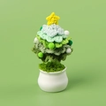 Handmade green crochet Christmas tree in white ceramic pot with yellow star topper - Gradient Green Christmas Tree Potted Plant (Decorated)