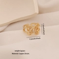 Verstellbarer Kupfer-Zirkonia-Schmetterlingsring in Gold, Gewicht 2g, Größe 1,2cm x 1,2cm - Hohl Filigran Schmetterling (3#)