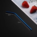 Reusable blue curved 304 stainless steel straw with 6cm and 15cm segment measurements - Blue (Curved) 6*215mm