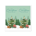Green Merry Christmas rectangular gift stickers with holiday tree and gift box designs - Style 10