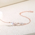 Elegant rose gold silver bracelet with butterfly and sparkling zircon stones for women - 925 Silver / Rose Gold
