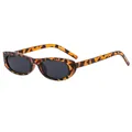 Retro oval sunglasses featuring a leopard print frame with dark lenses for women - Leopard Frame Grey Lens