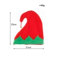 Elf Weihnachts-Hut mit rot-grünem Filzmuster, Goldglöckchen und Größenangaben - Elfenmütze mit Glocke Rot