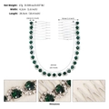 Silver bridal hair comb chain with green rhinestones, 26.5cm length with size markings - Silver + Green Zirconia