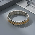 Two-tone silver and gold stainless steel presidential style watch link bracelet for women - 3-Link Straight Bar Watch Band Style / 8mm / Two-tone (Gold & Silver)
