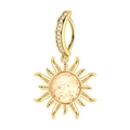 Gold-plated sun navel ring with shimmering yellow inlay and pavé zircon loop detail - Sun Spike Style (Gold)