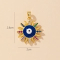 Gold Eye of Horus pendant with blue enamel and colorful cubic zirconia stones - Gold Sun God Eye Colorful Zircon Pendant (34)