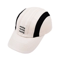 Detail of five-panel baseball cap with beige and black contrast and Sonntag embroidery - White-Beige Black Patchwork (Sonntag Embroidery)