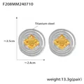 Vintage silver spiral disk stud earrings with gold embossed center in titanium steel - Notched Two-Tone Gold & Silver