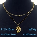 Double-layered 18K gold plated necklace with unicorn moon pendant and white crystals - Unicorn Moon Style (KN250379-SY)