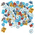 Travel themed adventure confetti set with passport and suitcase shapes for party decor - Universal Travel Confetti (L-0044-300)
