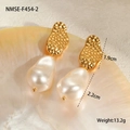 Detailed view of baroque pearl gold earrings showing dimensions 1.9cm and 2.2cm on shell - 18K Gold / Gold Baroque Drop Earrings