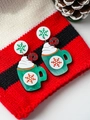 Christmas mug earrings with green snowflake pattern, white cream, and candy cane charms - Cyan Snowflake Cup Style (Silver Earring Post)