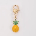 Zinc alloy pineapple keychain charm with golden heart clasp and yellow enamel finish - Pineapple