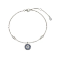 S925 sterling zilveren armband met boze oog en blauw-witte zirkonia's op een witte achtergrond - Enkel Oog Minimalistische Stijl / Zilver