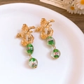Silver Pin Flower Glass Bead Pendant Studs