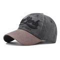 Close-up of New York embroidery on washed cotton baseball cap with vintage finish - Adjustable / Army Green