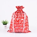 Red Christmas drawstring foil gift bag with HO HO HO print and white silk ribbon - 58*43 XL HO Red