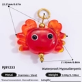 Red resin crab pendant with gold stainless steel loop for DIY jewelry necklaces - Crab Pendant (PJ91233) / 1 Piece / Red