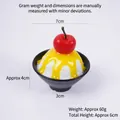 Modèle de dessert de glace pilée à la cerise de 7cm dans un bol noir pour vitrine - Sans Boucle / 7cm de Diamètre / Cerise Rouge