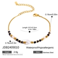 18k gold plated stainless steel bracelet with baroque pearls and black faceted beads - Hexagonal Bead Style