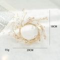 Handcrafted gold beaded wreath for Christmas decor with clear crystals, size 20x18cm - Large Wreath