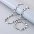 Conjunto de collar y pulsera con eslabones de infinito en acero inoxidable plateado puro - 12mm de Ancho Color Plata (Pulsera 22cm)