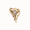 Golden heart pendant with fluid melt effect and sparkling crystal stone center - White Gold Plated
