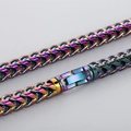 Hip hop men's stainless steel necklace with iridescent rainbow dragon chain and box clasp - 8mm / Colorful