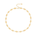 Collana dorata in acciaio inossidabile con perline ovali e chiusura a moschettone regolabile - Stile Ovale / Oro