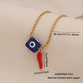 Goudkleurige roestvrijstalen ketting met blauwe boze oogkubus en rode chili-hanger - Koningsblauw Evil Eye Rode Chili (2#Koningsblauw)