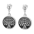 Elegant silver tree of life stud earrings in polished stainless steel for women - Silver Tree of Life Drop Style (KE64612-K)