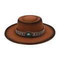 Cappello di feltro marrone stile western con fascia turchese e bordo bruciato - Taglia unica / Cachi