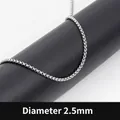 Herren 2,5mm silberne Edelstahl Box Kette Halskette mit glatter Metalloberfläche - 70cm Box Kette 2,5mm