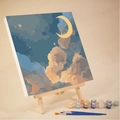 DIY digital landscape oil painting kit featuring starry night pattern and 12-color pigment - 20x20cm Framed Kit / HD32 Night Sky Crescent Moon