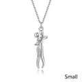 Close-up of small silver hugging couple pendant on a delicate chain necklace - Small 3cm / Silver