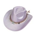 Sparkly lavender cowboy hat with silver glitter finish and star charm decorative band - M (56-58cm) / Light Purple