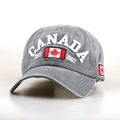 Vintage washed grey cotton baseball cap with white Canada embroidery and maple leaf flag - M / Gray