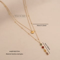 Golden double-layer Y-shaped glass necklace with colorful geometric pendants for women - Double Layer Heart and Geometric Gemstone Style (3#)