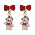 Detalle de pendientes de oso navideño con lazos rojos y acabado de esmalte - 3 #21673 Oso con Lazo
